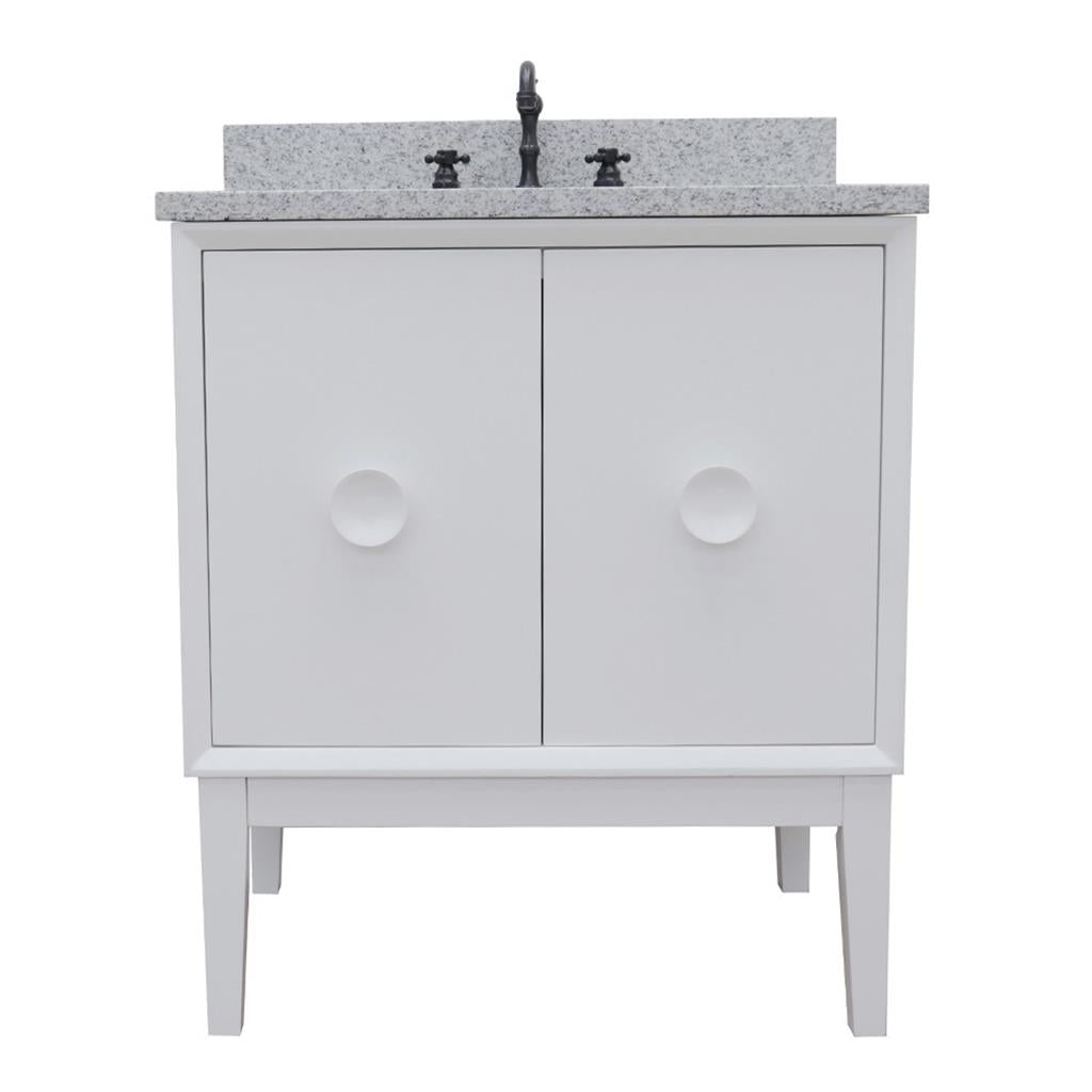 Bellaterra Home, Stora 31" White Vanity, Oval Sink, Gray Granite#top-options_gray-granite-top