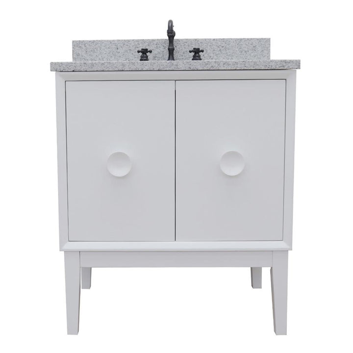 Bellaterra Home, Stora 31" White Vanity, Oval Sink, Gray Granite#top-options_gray-granite-top