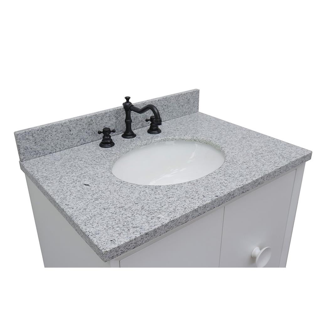Bellaterra Home, Stora 31" White Vanity, Oval Sink, Gray Granite#top-options_gray-granite-top