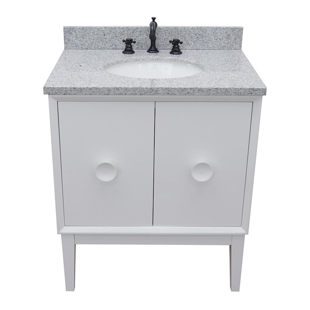 Bellaterra Home, Stora 31" White Vanity, Oval Sink, Gray Granite#top-options_gray-granite-top