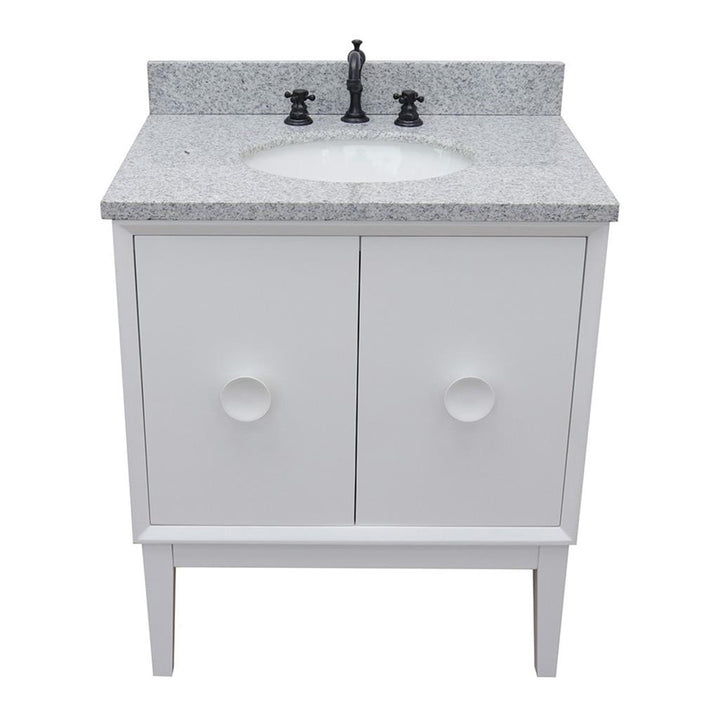 Bellaterra Home, Stora 31" White Vanity, Oval Sink, Gray Granite#top-options_gray-granite-top
