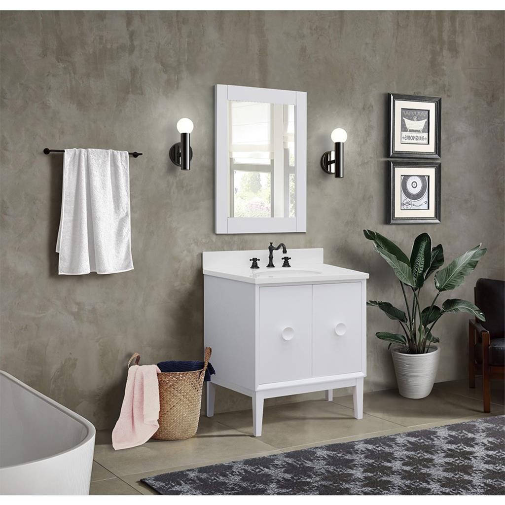 Bellaterra Home, Stora 31" White Vanity, Oval Sink, White Quartz#top-options_white-quartz-top