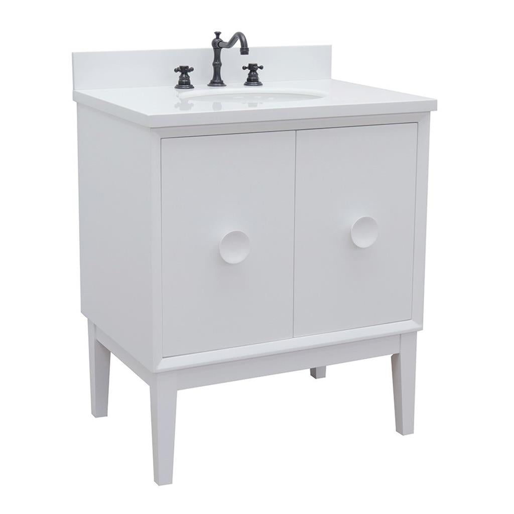 Bellaterra Home, Stora 31" White Vanity, Oval Sink, White Quartz#top-options_white-quartz-top