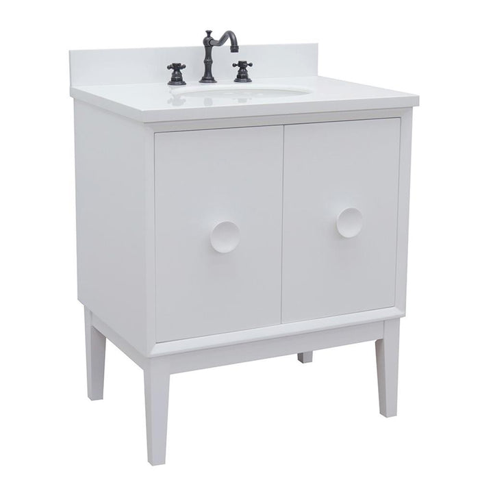Bellaterra Home, Stora 31" White Vanity, Oval Sink, White Quartz#top-options_white-quartz-top