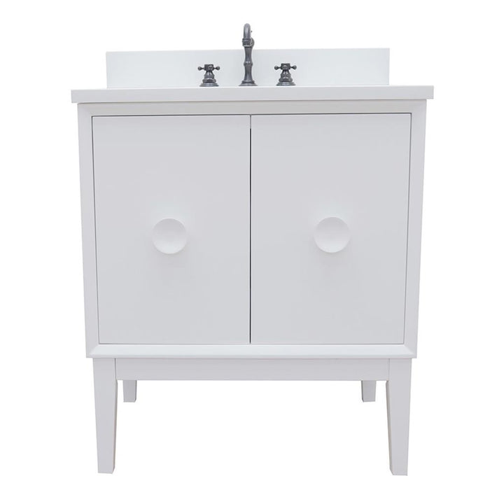 Bellaterra Home, Stora 31" White Vanity, Oval Sink, White Quartz#top-options_white-quartz-top