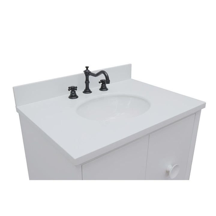 Bellaterra Home, Stora 31" White Vanity, Oval Sink, White Quartz#top-options_white-quartz-top