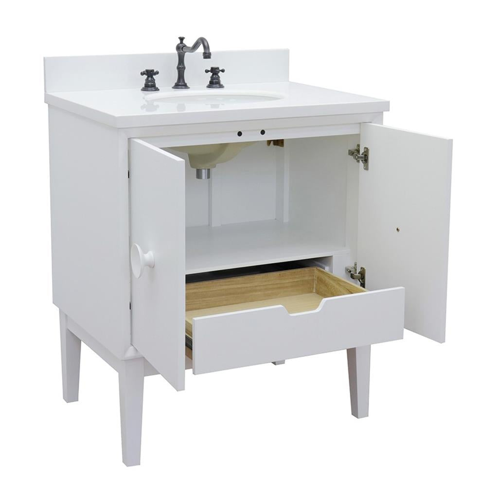 Bellaterra Home, Stora 31" White Vanity, Oval Sink, White Quartz#top-options_white-quartz-top
