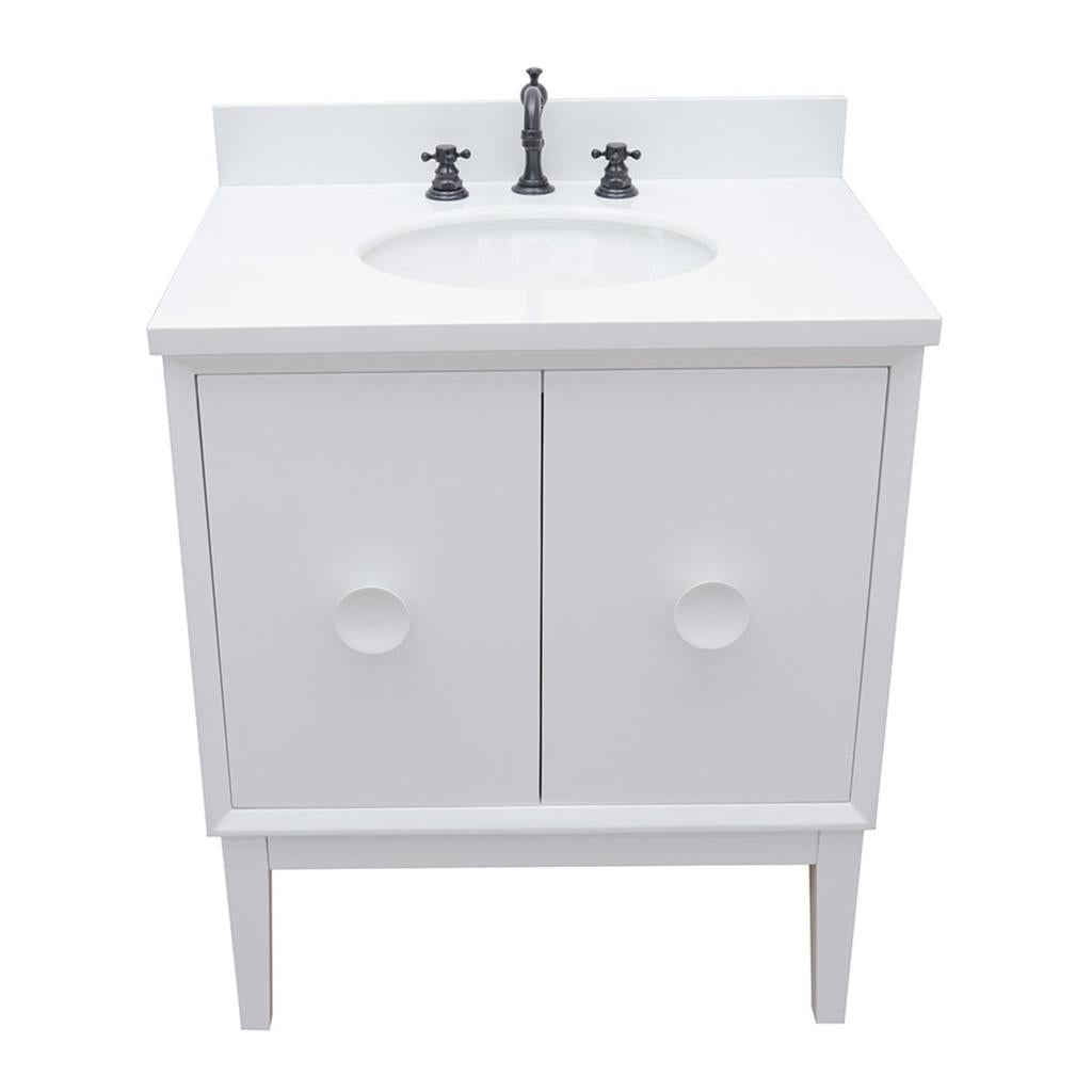 Bellaterra Home, Stora 31" White Vanity, Oval Sink, White Quartz#top-options_white-quartz-top