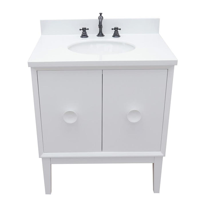 Bellaterra Home, Stora 31" White Vanity, Oval Sink, White Quartz#top-options_white-quartz-top