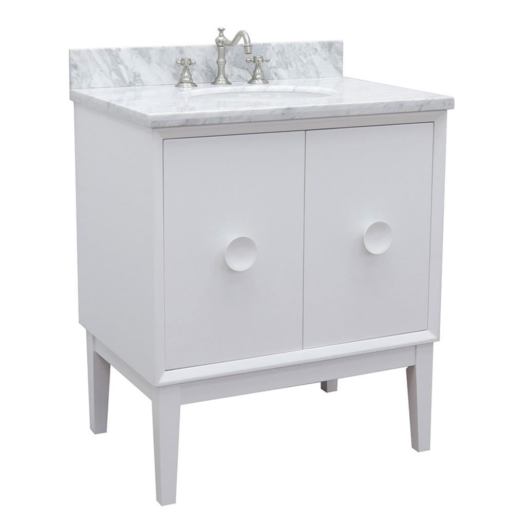 Bellaterra Home, Stora 31" White Vanity, Oval Sink, White Carrara Marble#top-options_white-carrara-marble-top