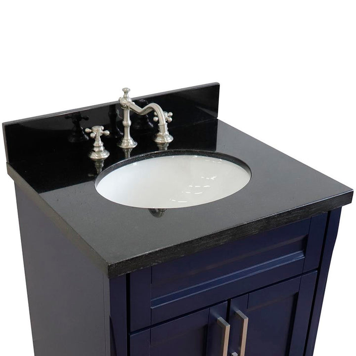 Bellaterra Home, Terni 25" Blue Vanity, Oval Sink, Black Galaxy Granite#top-options_black-galaxy-granite-top
