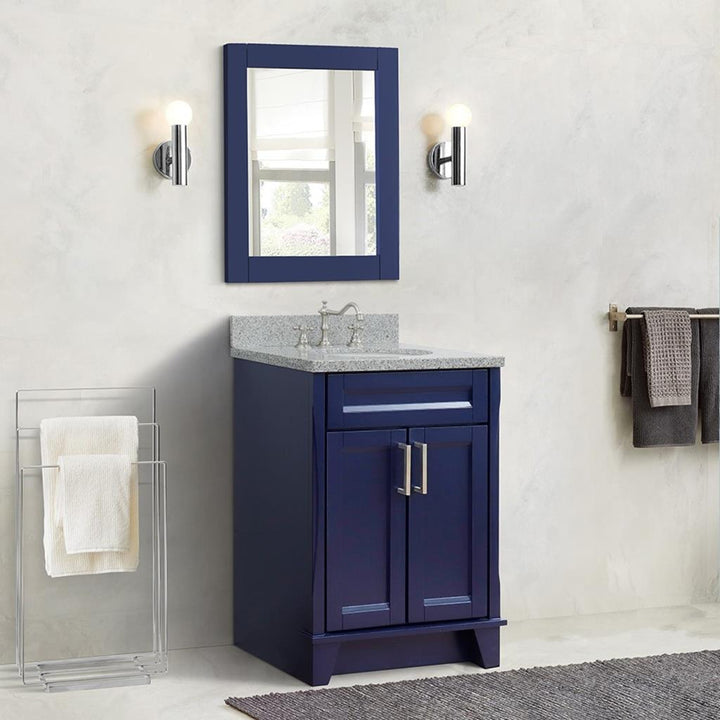 Bellaterra Home, Terni 25" Blue Vanity, Oval Sink, Gray Granite#top-options_gray-granite-top