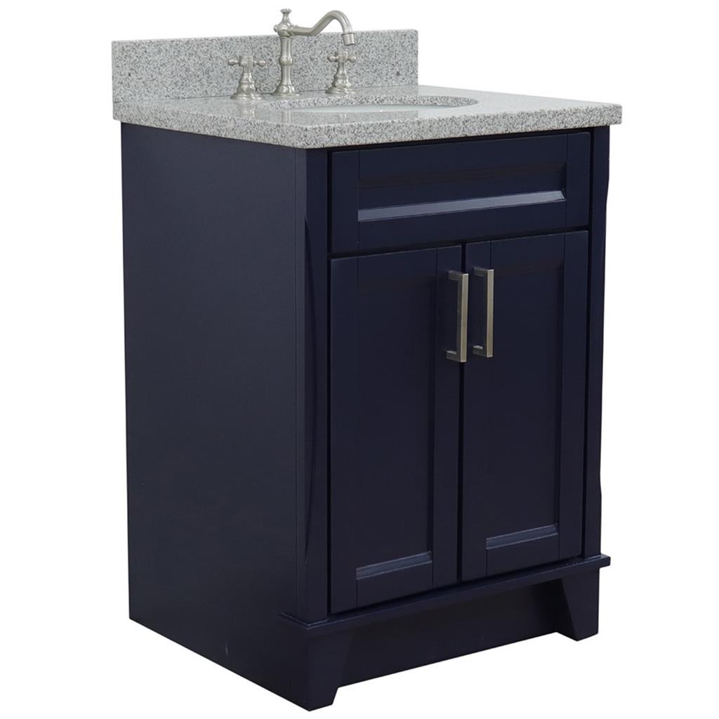 Bellaterra Home, Terni 25" Blue Vanity, Oval Sink, Gray Granite#top-options_gray-granite-top