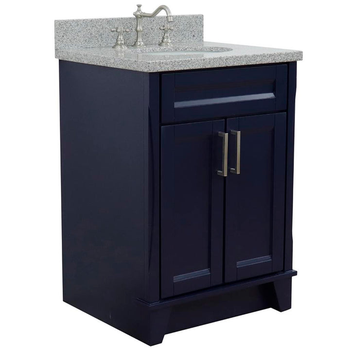 Bellaterra Home, Terni 25" Blue Vanity, Oval Sink, Gray Granite#top-options_gray-granite-top