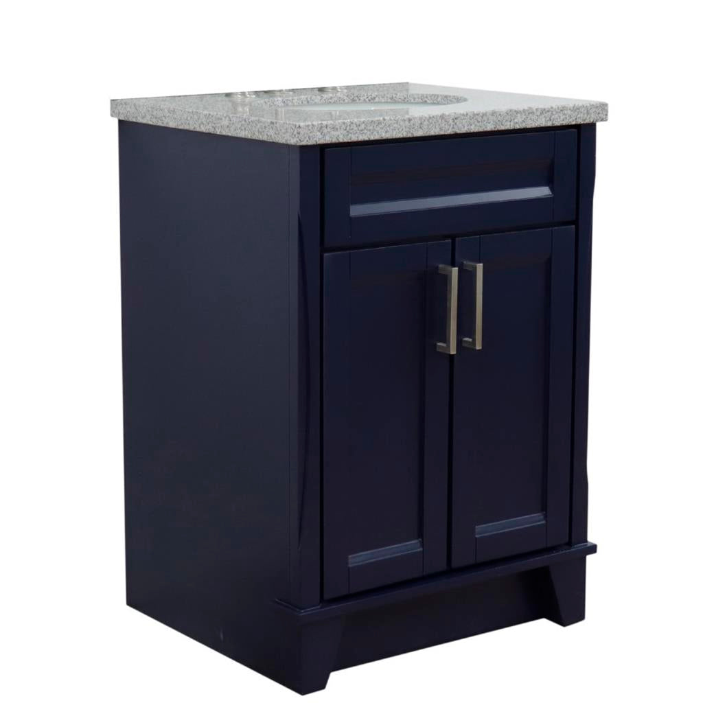 Bellaterra Home, Terni 25" Blue Vanity, Oval Sink, Gray Granite#top-options_gray-granite-top