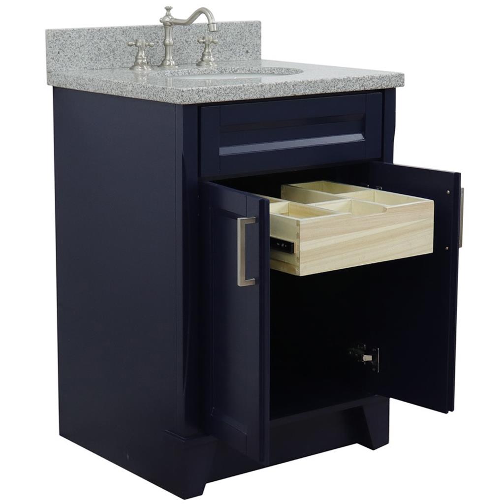 Bellaterra Home, Terni 25" Blue Vanity, Oval Sink, Gray Granite#top-options_gray-granite-top