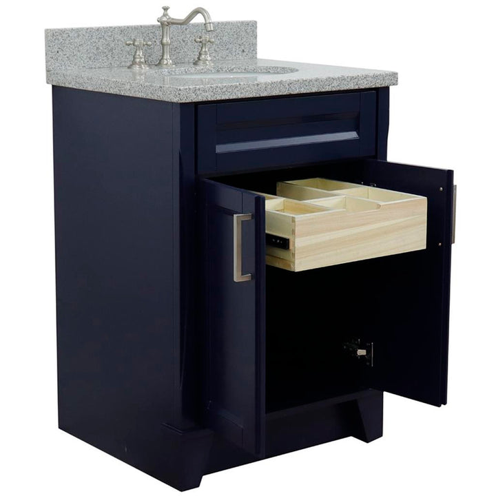 Bellaterra Home, Terni 25" Blue Vanity, Oval Sink, Gray Granite#top-options_gray-granite-top