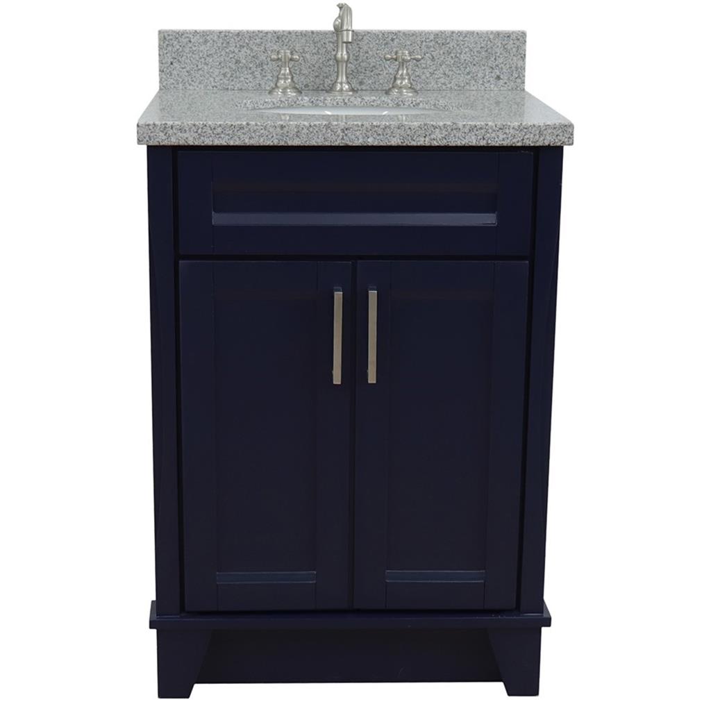 Bellaterra Home, Terni 25" Blue Vanity, Oval Sink, Gray Granite#top-options_gray-granite-top