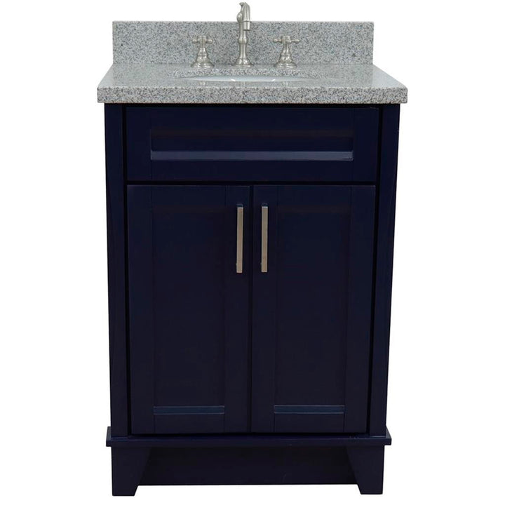 Bellaterra Home, Terni 25" Blue Vanity, Oval Sink, Gray Granite#top-options_gray-granite-top