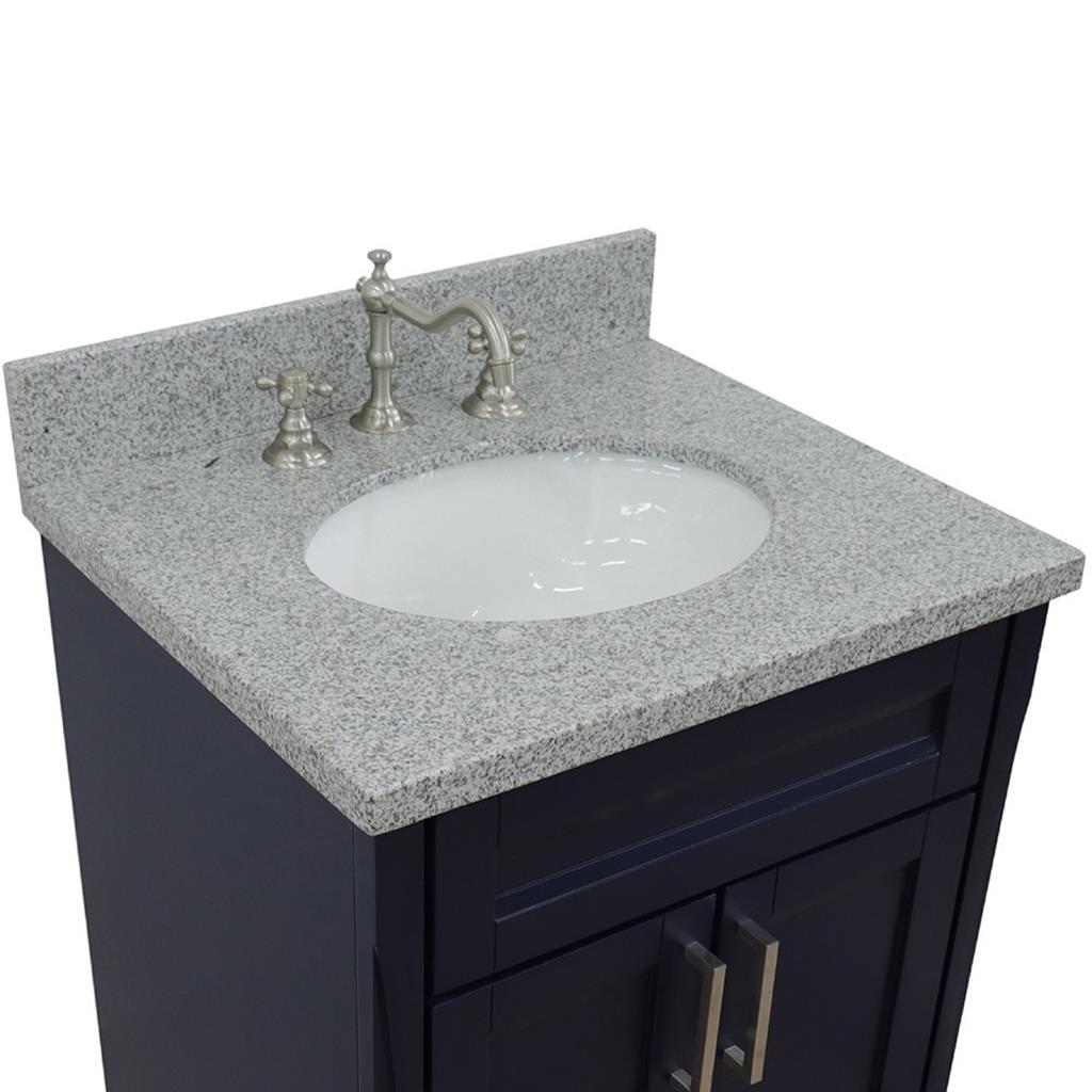 Bellaterra Home, Terni 25" Blue Vanity, Oval Sink, Gray Granite#top-options_gray-granite-top
