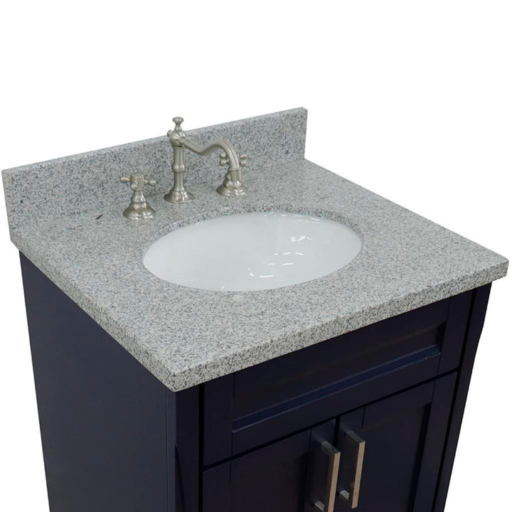 Bellaterra Home, Terni 25" Blue Vanity, Oval Sink, Gray Granite#top-options_gray-granite-top
