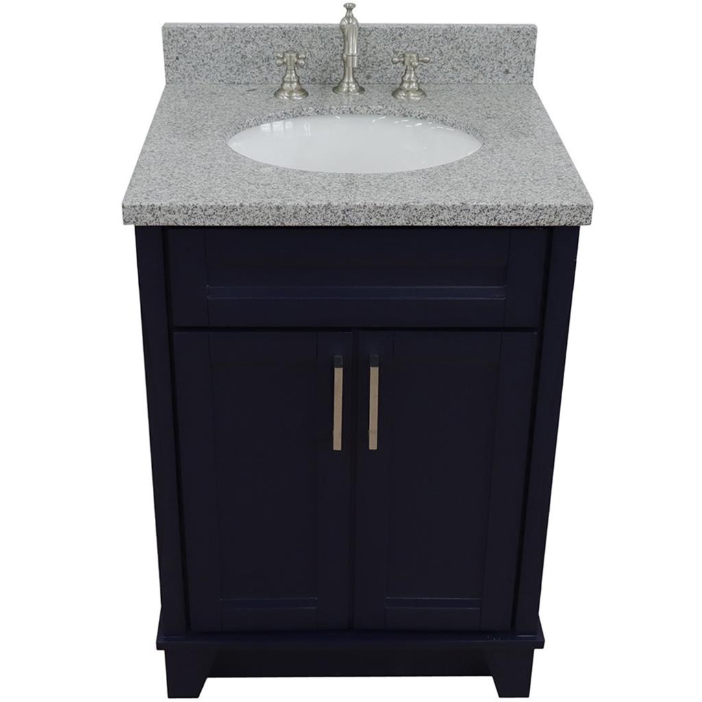 Bellaterra Home, Terni 25" Blue Vanity, Oval Sink, Gray Granite#top-options_gray-granite-top