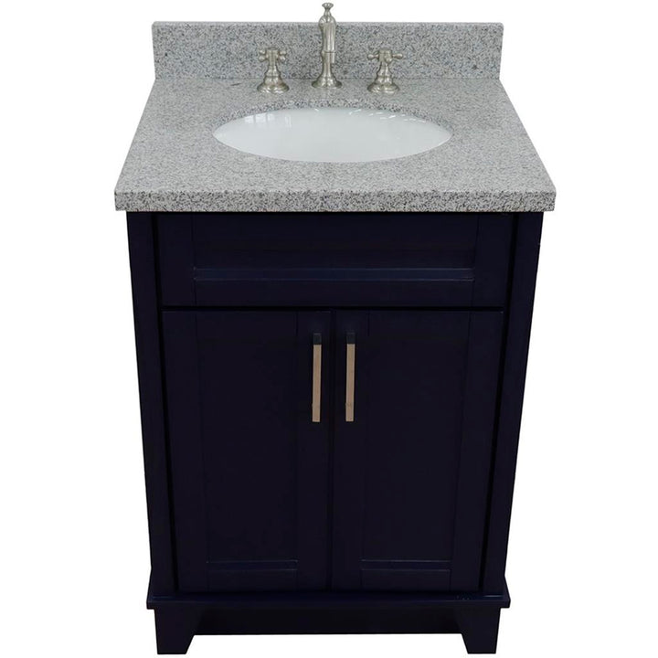 Bellaterra Home, Terni 25" Blue Vanity, Oval Sink, Gray Granite#top-options_gray-granite-top
