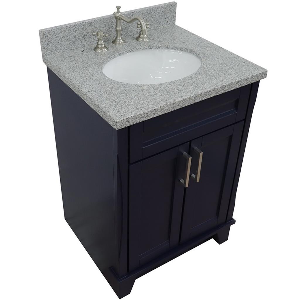 Bellaterra Home, Terni 25" Blue Vanity, Oval Sink, Gray Granite#top-options_gray-granite-top