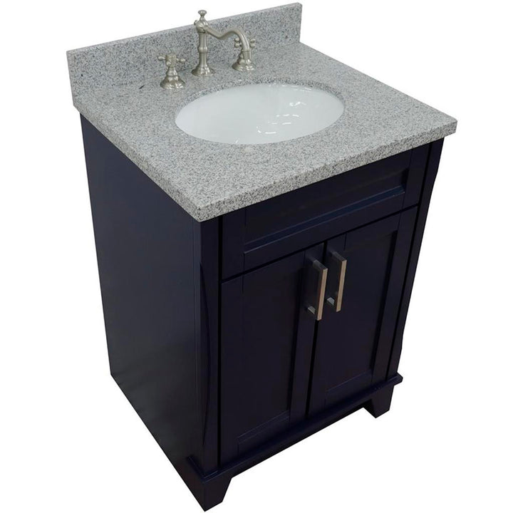 Bellaterra Home, Terni 25" Blue Vanity, Oval Sink, Gray Granite#top-options_gray-granite-top