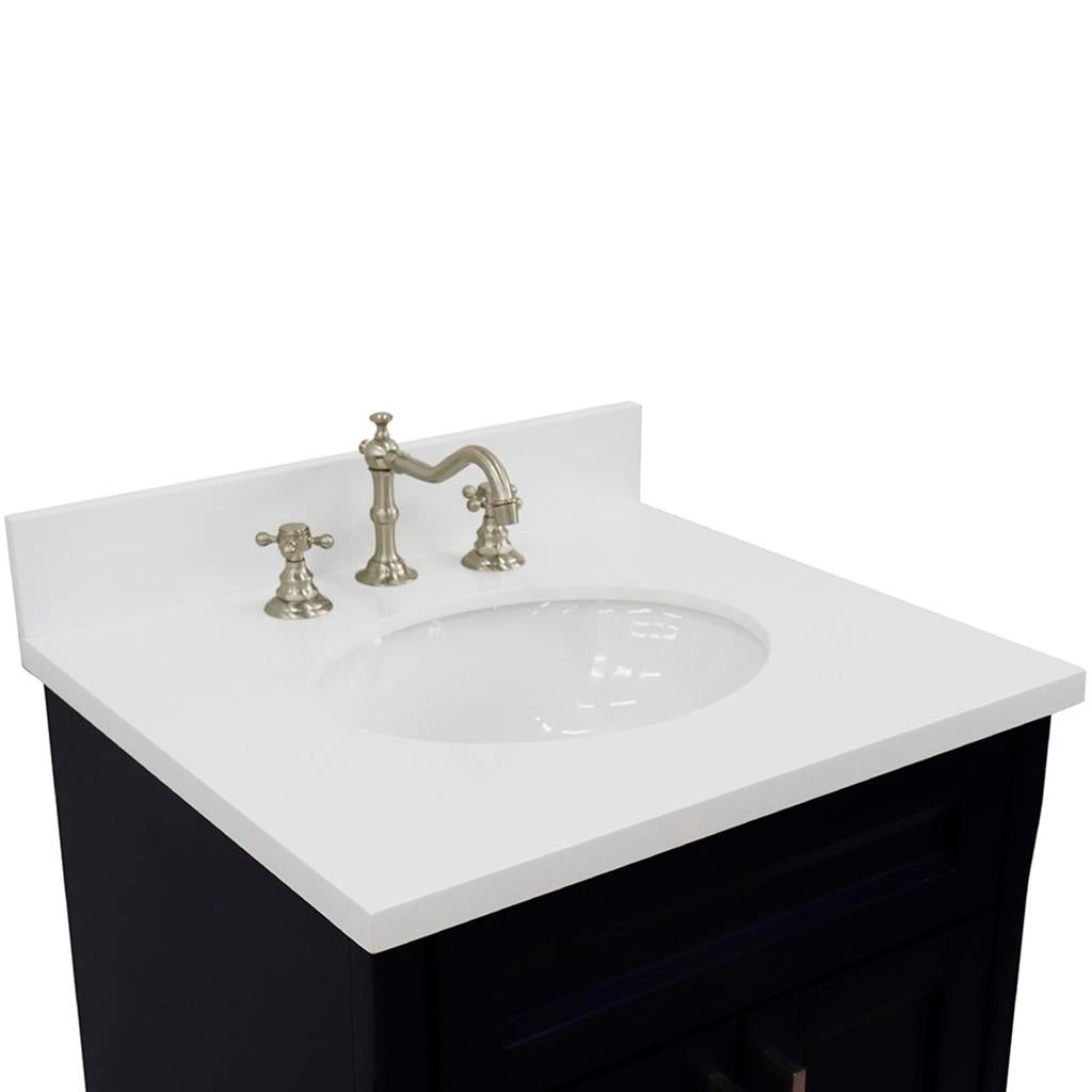 Bellaterra Home, Terni 25" Blue Vanity, Oval Sink, White Quartz#top-options_white-quartz-top
