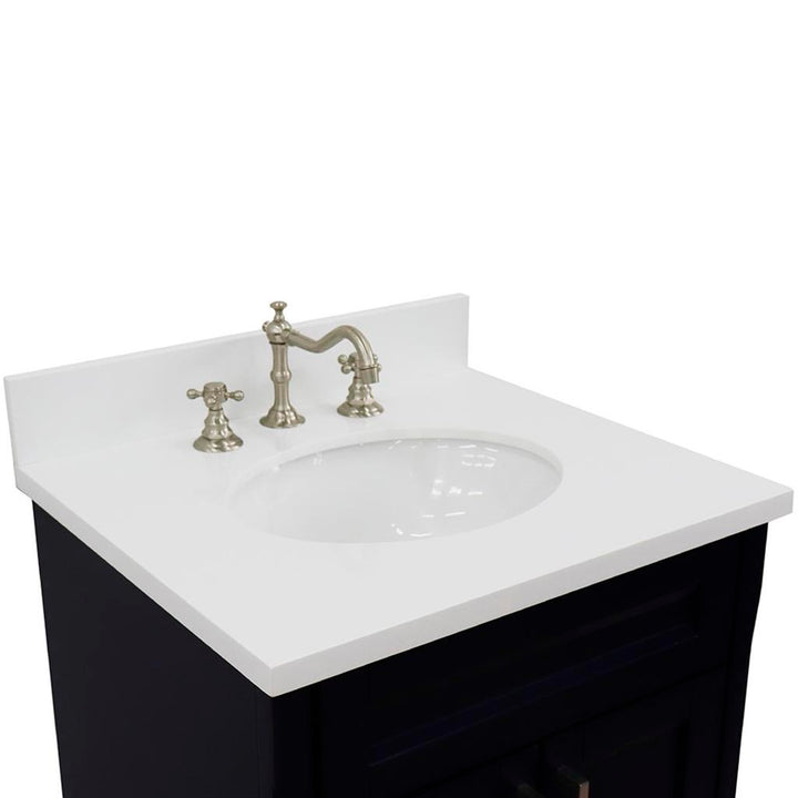 Bellaterra Home, Terni 25" Blue Vanity, Oval Sink, White Quartz#top-options_white-quartz-top