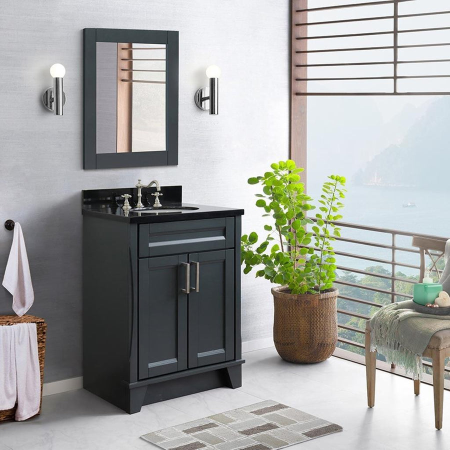 Bellaterra Home, Terni 25" Dark Gray Vanity, Oval Sink, Black Galaxy Granite#top-options_black-galaxy-granite-top