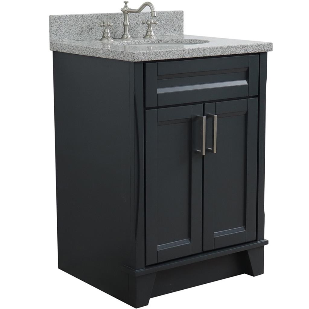 Bellaterra Home, Terni 25" Dark Gray Vanity, Oval Sink, Gray Granite#top-options_gray-granite-top