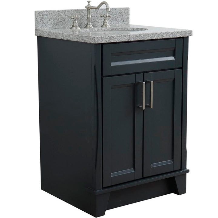 Bellaterra Home, Terni 25" Dark Gray Vanity, Oval Sink, Gray Granite#top-options_gray-granite-top