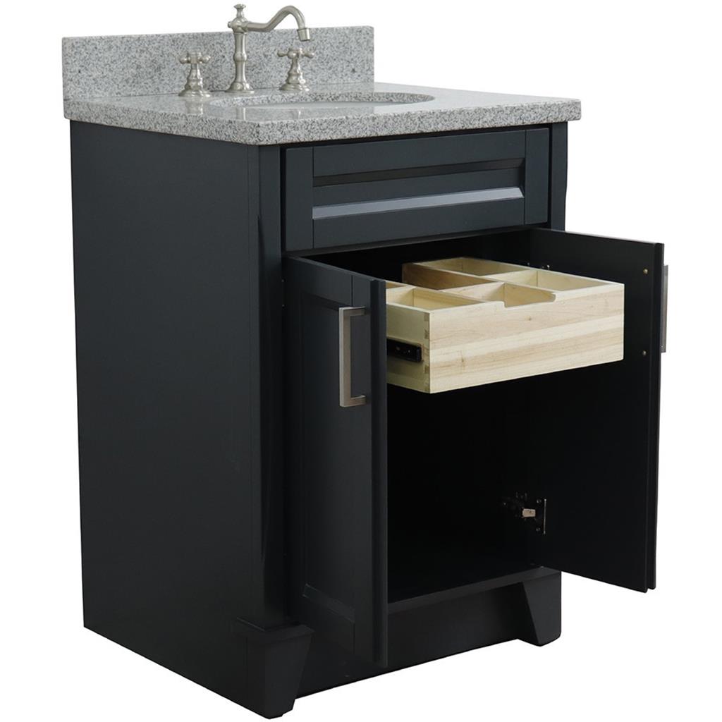 Bellaterra Home, Terni 25" Dark Gray Vanity, Oval Sink, Gray Granite#top-options_gray-granite-top