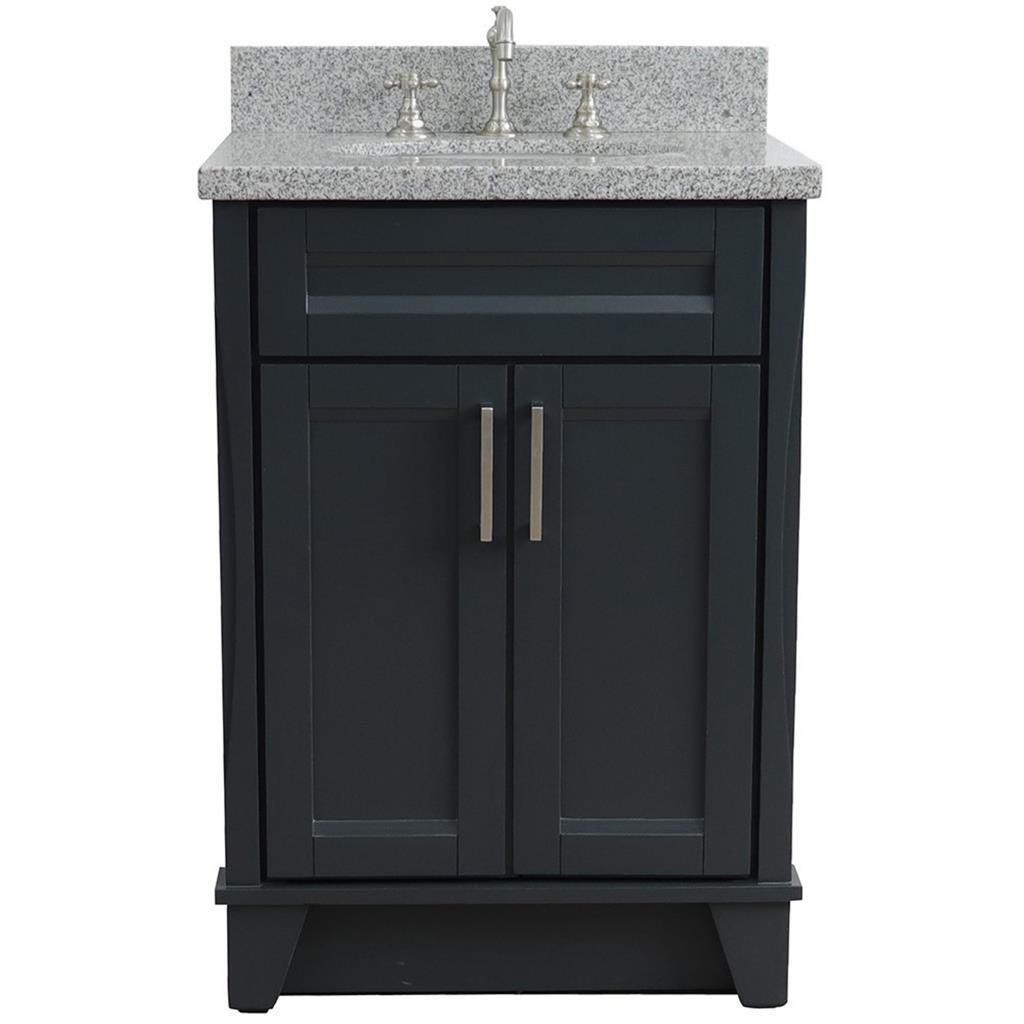 Bellaterra Home, Terni 25" Dark Gray Vanity, Oval Sink, Gray Granite#top-options_gray-granite-top
