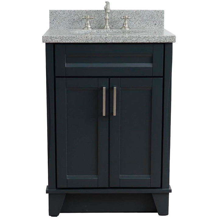 Bellaterra Home, Terni 25" Dark Gray Vanity, Oval Sink, Gray Granite#top-options_gray-granite-top