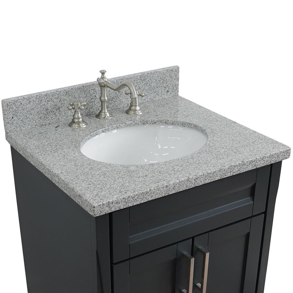 Bellaterra Home, Terni 25" Dark Gray Vanity, Oval Sink, Gray Granite#top-options_gray-granite-top