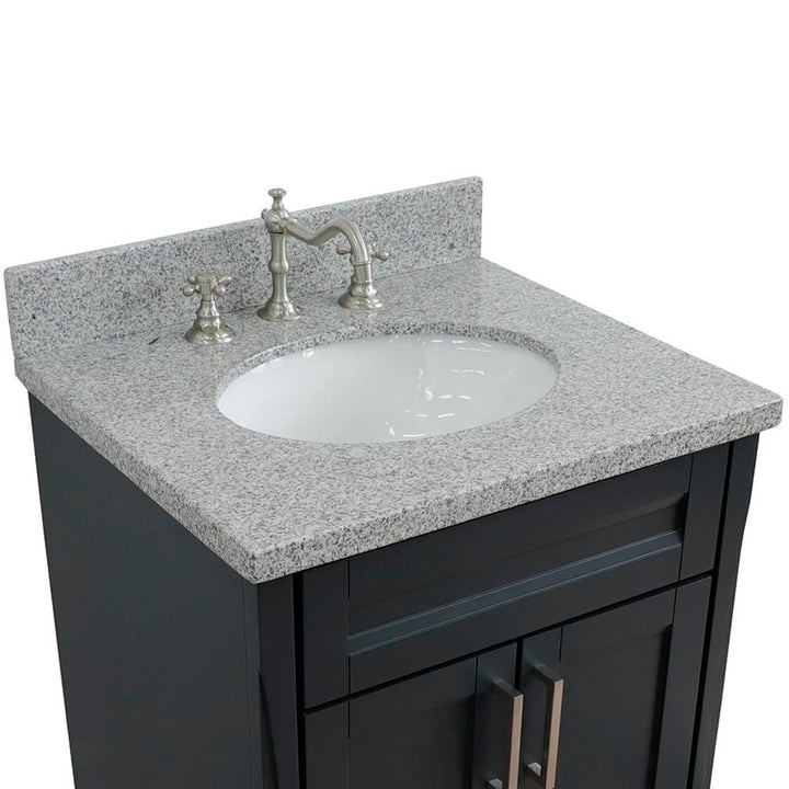 Bellaterra Home, Terni 25" Dark Gray Vanity, Oval Sink, Gray Granite#top-options_gray-granite-top