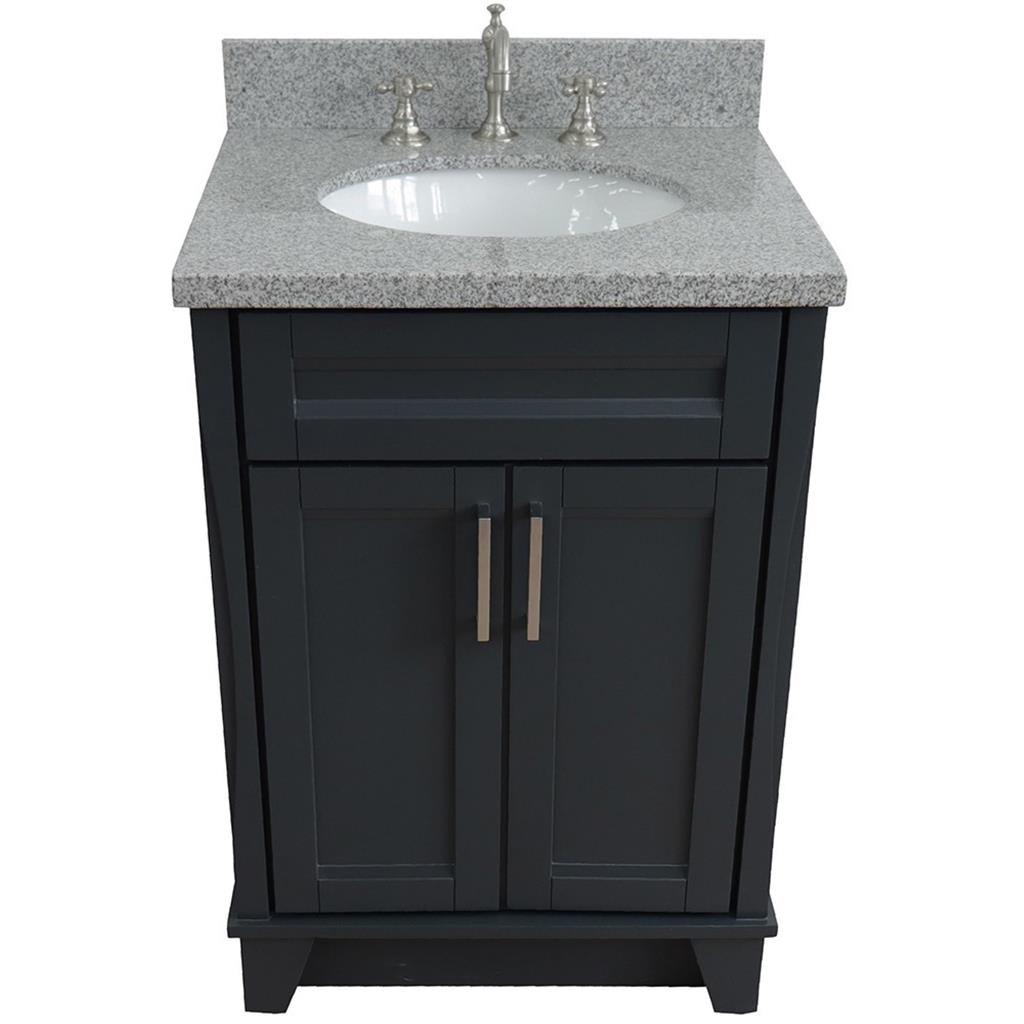 Bellaterra Home, Terni 25" Dark Gray Vanity, Oval Sink, Gray Granite#top-options_gray-granite-top