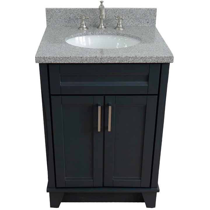 Bellaterra Home, Terni 25" Dark Gray Vanity, Oval Sink, Gray Granite#top-options_gray-granite-top