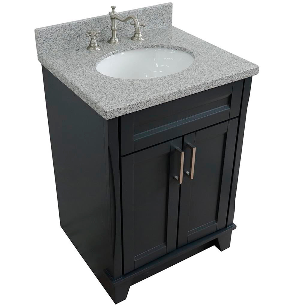 Bellaterra Home, Terni 25" Dark Gray Vanity, Oval Sink, Gray Granite#top-options_gray-granite-top