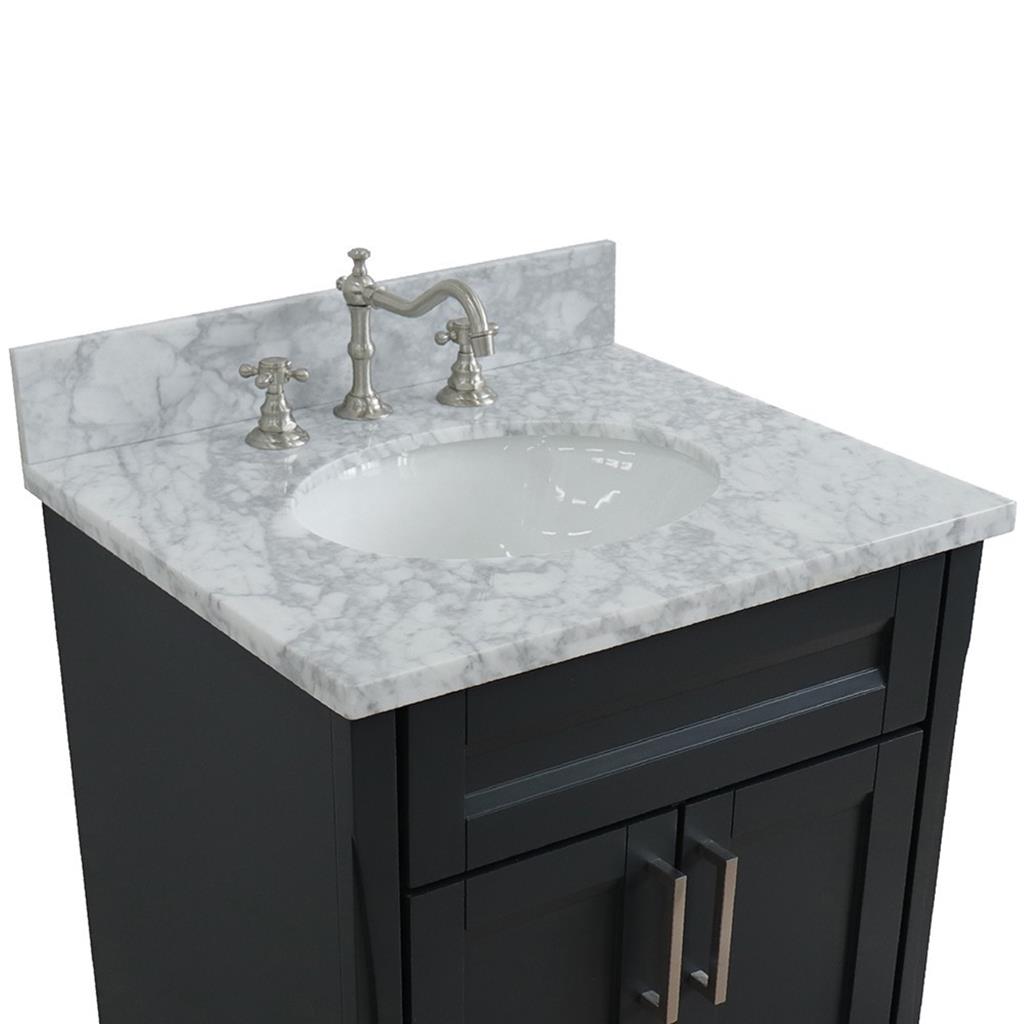 Bellaterra Home, Terni 25" Dark Gray Vanity, Oval Sink, White Carrara Marble#top-options_white-carrara-marble-top