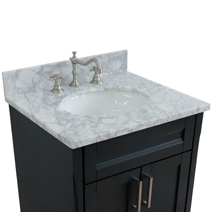 Bellaterra Home, Terni 25" Dark Gray Vanity, Oval Sink, White Carrara Marble#top-options_white-carrara-marble-top