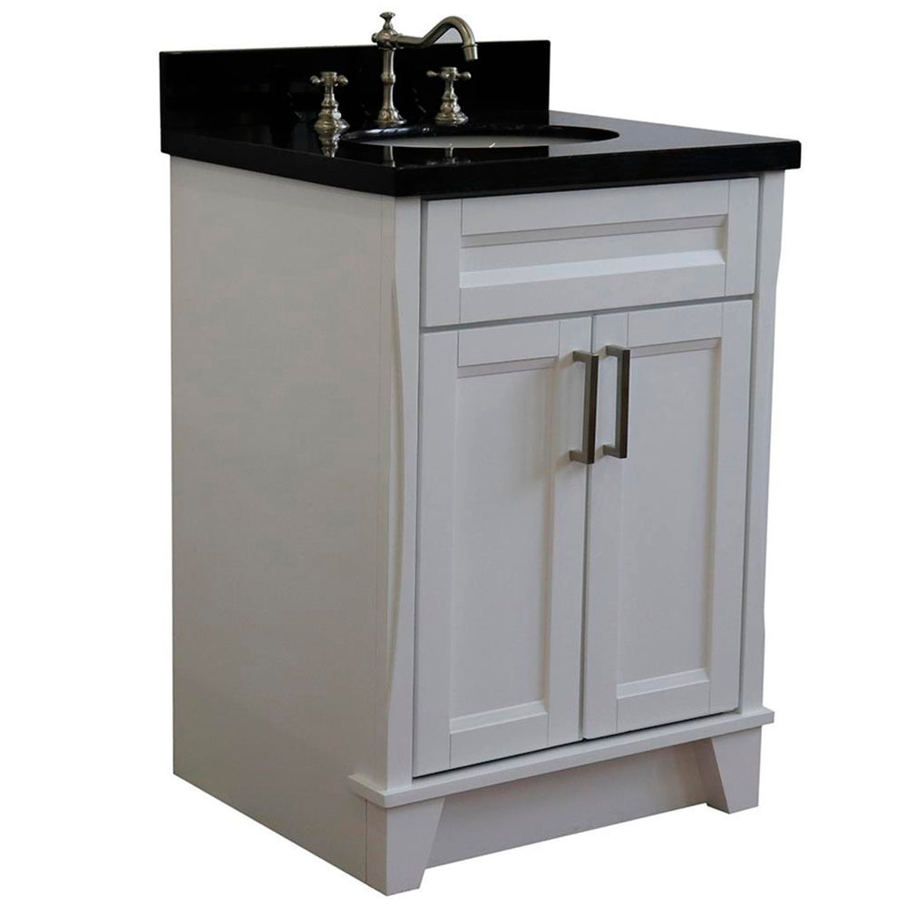 Bellaterra Home, Terni 25" White Vanity, Oval Sink, Black Galaxy Granite#top-options_black-galaxy-granite-top