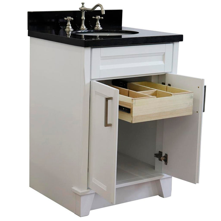 Bellaterra Home, Terni 25" White Vanity, Oval Sink, Black Galaxy Granite#top-options_black-galaxy-granite-top