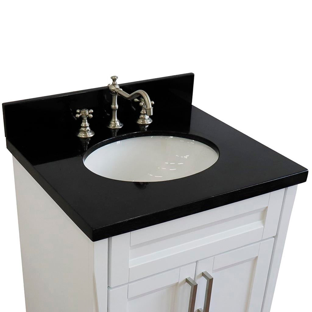 Bellaterra Home, Terni 25" White Vanity, Oval Sink, Black Galaxy Granite#top-options_black-galaxy-granite-top