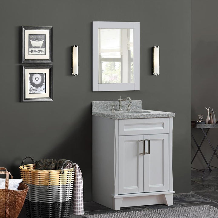 Bellaterra Home, Terni 25" White Vanity, Oval Sink, Gray Granite#top-options_gray-granite-top