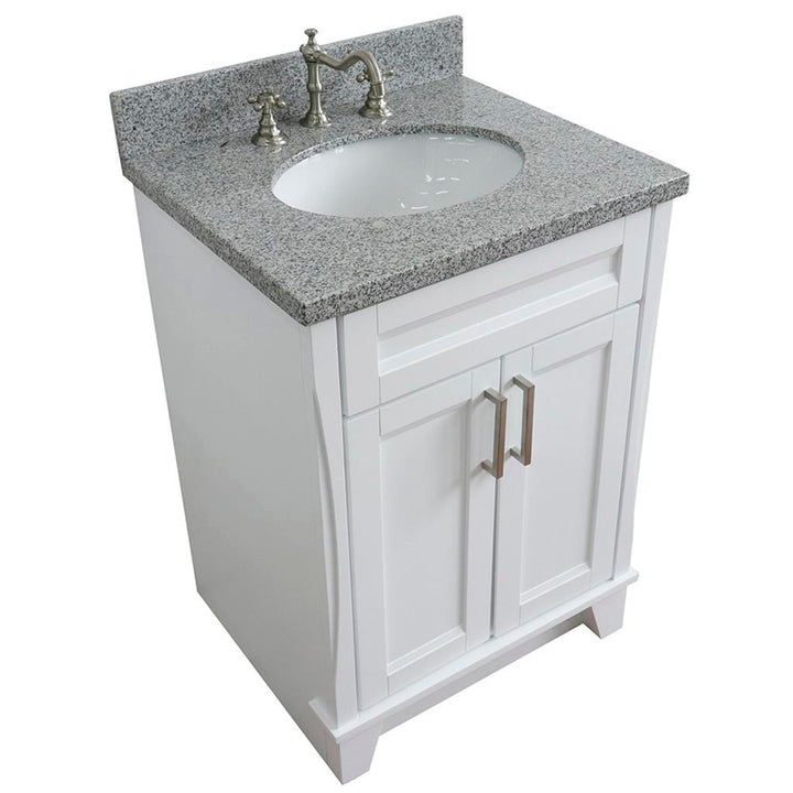 Bellaterra Home, Terni 25" White Vanity, Oval Sink, Gray Granite#top-options_gray-granite-top