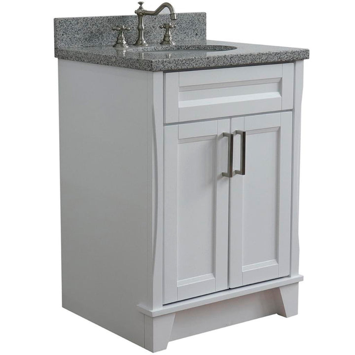 Bellaterra Home, Terni 25" White Vanity, Oval Sink, Gray Granite#top-options_gray-granite-top